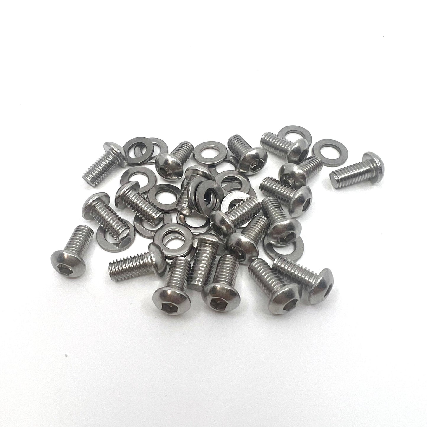 Stainless steel M6 x 12 mm Allen button-head screws and washers